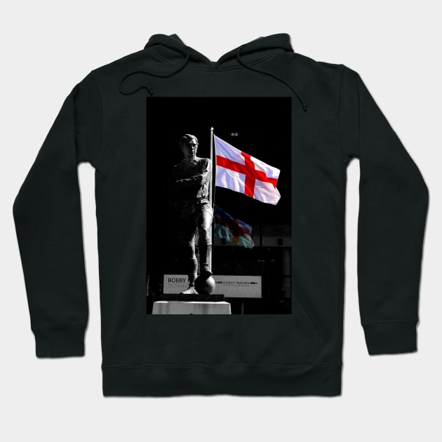 Bobby Moore Statue England Flag Wembley Stadium Hoodie by AndyEvansPhotos